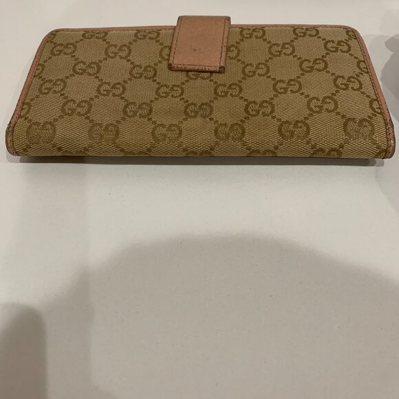 Gucci Beige GG Canvas Long Wallet Sku#84184 (Gently used, snap loose) - Picture 3 of 12